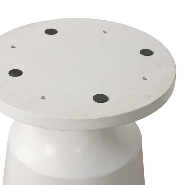 Armen Living Pinni White Concrete Round Dining Table with Bronze Painted Accent - LCSPDIWH