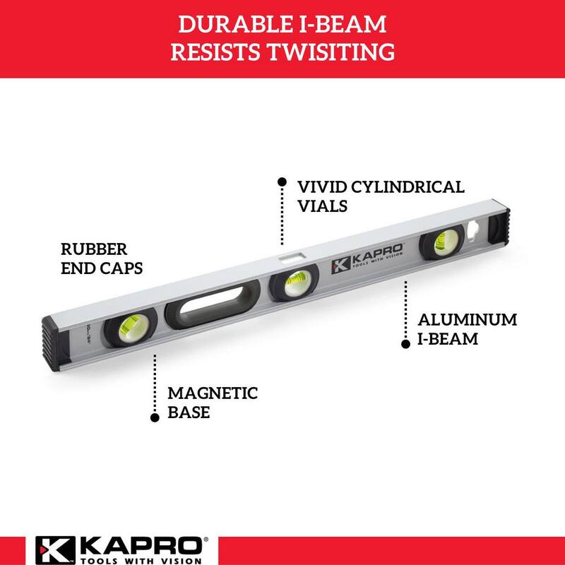 Kapro 176 MaxPro 24 in. Magnetic I-Beam with 45° Vial Level - 176-82-24