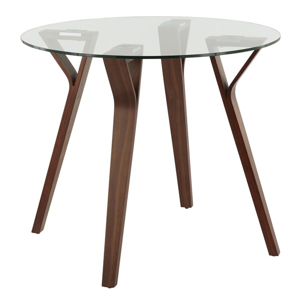 Lumisource Folia Round Dinette Table in Walnut Wood and Clear Glass - DT-FOLIA RND WLCL