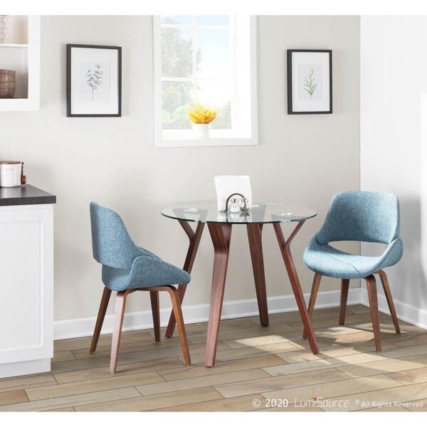 Lumisource Folia Round Dinette Table in Walnut Wood and Clear Glass - DT-FOLIA RND WLCL