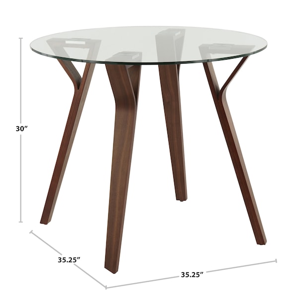 Lumisource Folia Round Dinette Table in Walnut Wood and Clear Glass - DT-FOLIA RND WLCL