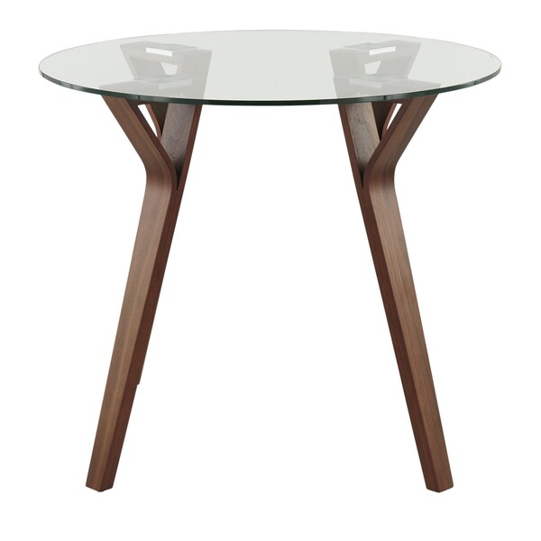 Lumisource Folia Round Dinette Table in Walnut Wood and Clear Glass - DT-FOLIA RND WLCL