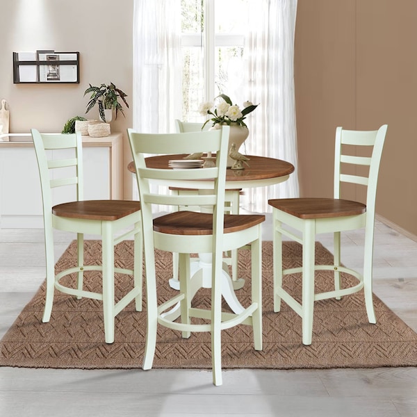 Whitewood Industries Rectangular Fixed Top Table W/ 4 Counter Height Stools, 36 in W, 35.1 in L, 36 in H, Parawood, 5 - K79-36RT-6B-S6172-4