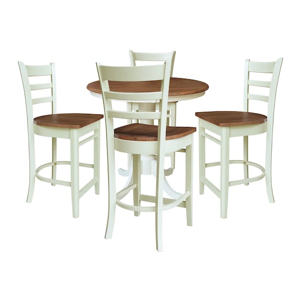 Whitewood Industries Rectangular Fixed Top Table W/ 4 Counter Height Stools, 36 in W, 35.1 in L, 36 in H, Parawood, 5 - K79-36RT-6B-S6172-4