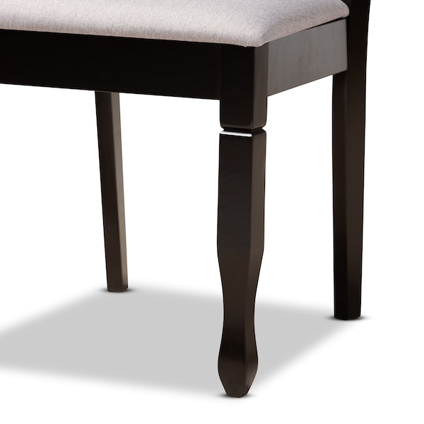 Baxton Studio Millie Grey Upholstered and Dark Brown Wood 5-Piece Dining Set - 169-9404-10896