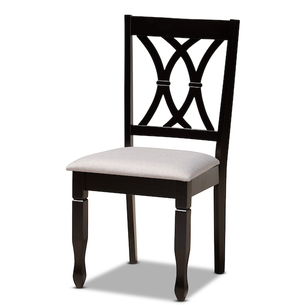 Baxton Studio Millie Grey Upholstered and Dark Brown Wood 5-Piece Dining Set - 169-9404-10896