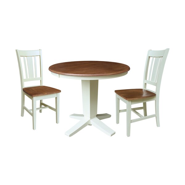 Whitewood Industries Rectangular Extension Dining Table W/ 2 Chairs, 36 in W, 30.1 in L, 48 in H, Parawood, 3 - K79-36RXT-23B-C10-2
