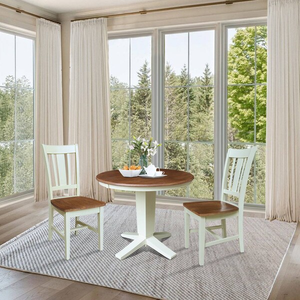 Whitewood Industries Rectangular Extension Dining Table W/ 2 Chairs, 36 in W, 30.1 in L, 48 in H, Parawood, 3 - K79-36RXT-23B-C10-2