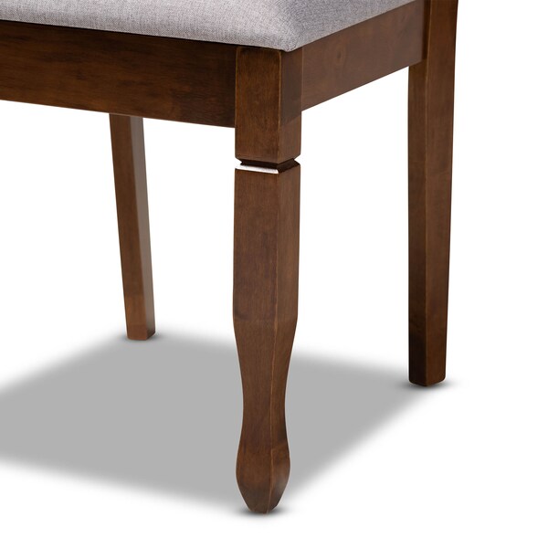 Baxton Studio Leon Grey Upholstered and Walnut Wood 5-Piece Dining Set - 173-9882-10895