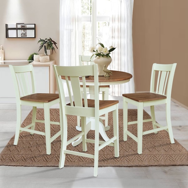 Whitewood Industries Rectangular Fixed Top Table W/ 4 Counter Height Stools, 36 in W, 35.1 in L, 36 in H, Parawood, 5 - K79-36RT-6B-S102-4