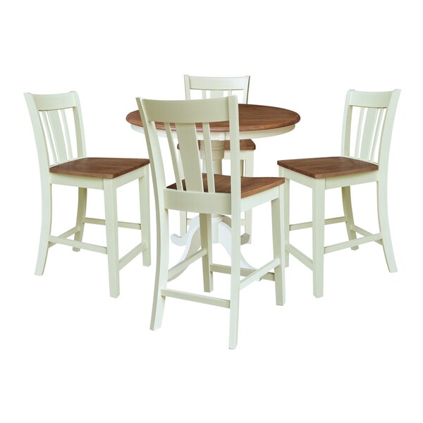 Whitewood Industries Rectangular Fixed Top Table W/ 4 Counter Height Stools, 36 in W, 35.1 in L, 36 in H, Parawood, 5 - K79-36RT-6B-S102-4