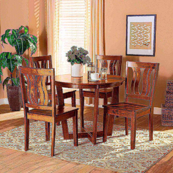 Baxton Studio Elodia Modern and Contemporary Transitional Walnut Brown Finished Wood 5-Piece Dining Set - 177-11379-10897-ZORO