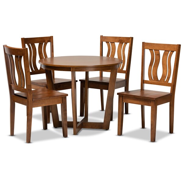 Baxton Studio Elodia Modern and Contemporary Transitional Walnut Brown Finished Wood 5-Piece Dining Set - 177-11379-10897-ZORO