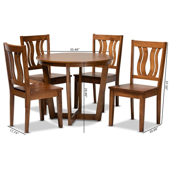 Baxton Studio Elodia Modern and Contemporary Transitional Walnut Brown Finished Wood 5-Piece Dining Set - 177-11379-10897-ZORO