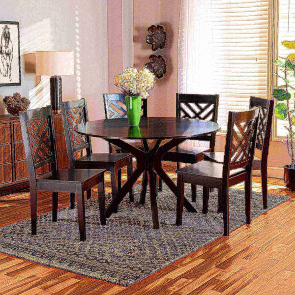 Baxton Studio Ela Modern and Contemporary Dark Brown Finished Wood 7-Piece Dining Set - 183-11430-10894-ZORO