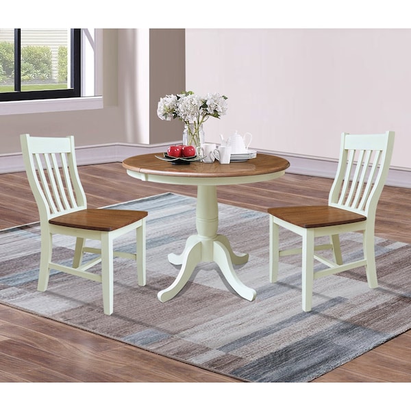 Whitewood Industries Rectangular Extension Dining Table W/ 2 Chairs, 36 in W, 29.3 in L, 48 in H, Parawood, 3 - K79-36RXT-C61-2