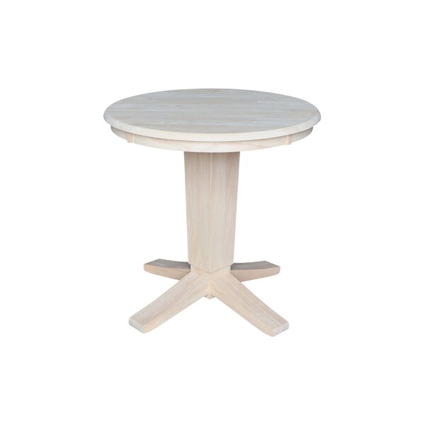 International Concepts 30 in. Solid Wood Round Top Pedestal Dining Table - 29.9 in. High, Unfinished - K-30RT-23B