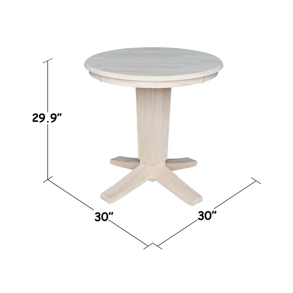 International Concepts 30 in. Solid Wood Round Top Pedestal Dining Table - 29.9 in. High, Unfinished - K-30RT-23B