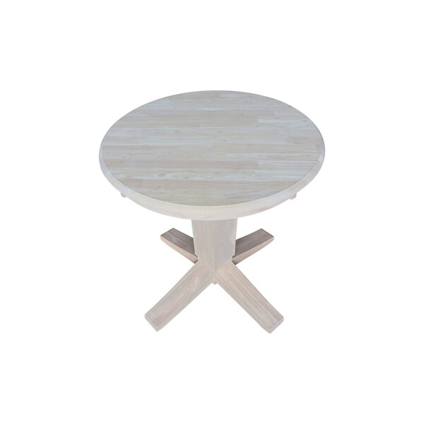 International Concepts 30 in. Solid Wood Round Top Pedestal Dining Table - 29.9 in. High, Unfinished - K-30RT-23B
