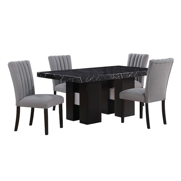 Global Furniture Usa Transitional Fabric, Paper D03 Dining Table + D8685 Dining Chair Grey - 4507