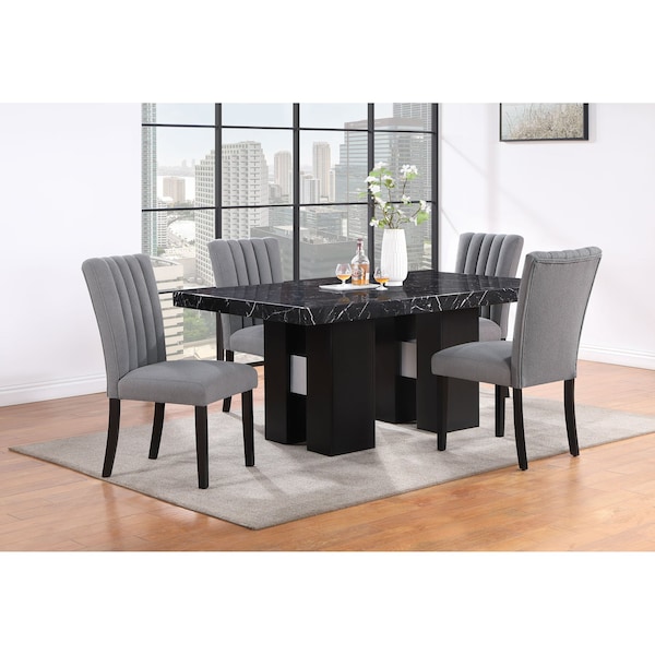 Global Furniture Usa Transitional Fabric, Paper D03 Dining Table + D8685 Dining Chair Grey - 4507