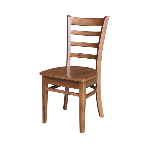 International Concepts 36 in. Solid Wood Round Extension Dining Table with 4 Dining Chairs in Distressed Oak - K42-36RXT-23B-C617-4