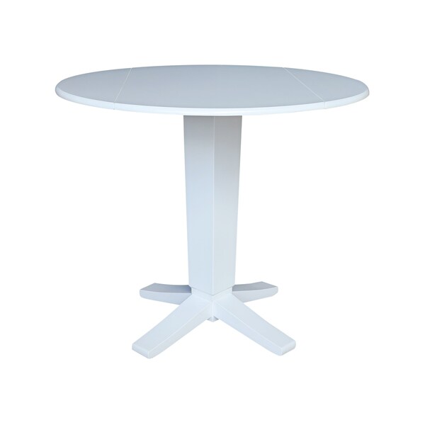 International Concepts 42 in. Solid Wood Dual Drop Leaf Dining Table with 2 Counter Height Stools in White - K08-42DPT-23-S800SW2