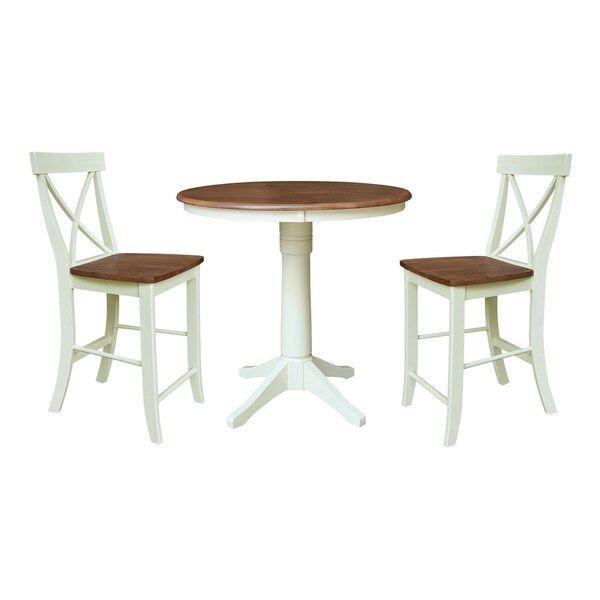 Whitewood Industries Rectangular Fixed Top Table W/ 2 Counter Height Stools, 36 in W, 35.9 in L, 36 in H, Parawood, 3 - K79-36RT-27B-S6132-2