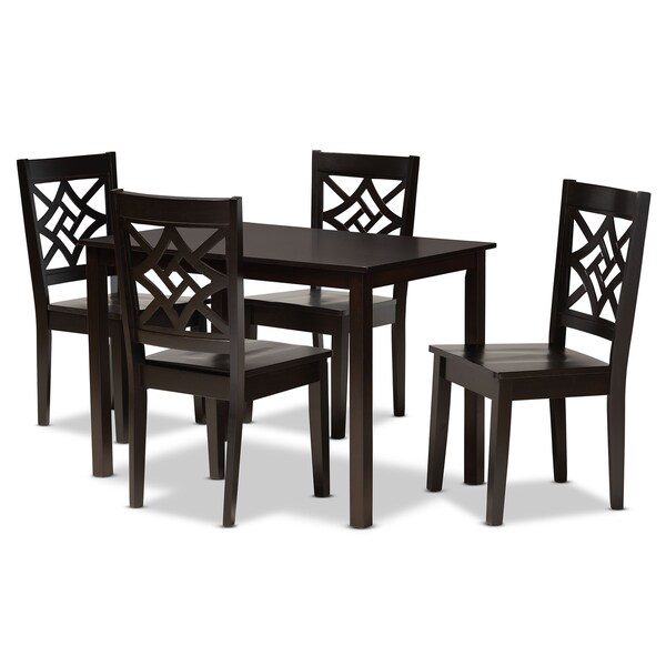 Baxton Studio Nicolette Modern and Contemporary Dark Brown Finished Wood 5-Piece Dining Set - 179-11385-8026-ZORO