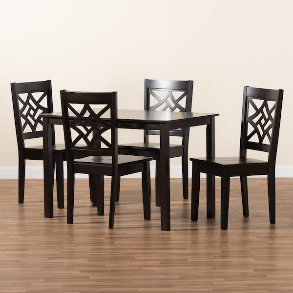 Baxton Studio Nicolette Modern and Contemporary Dark Brown Finished Wood 5-Piece Dining Set - 179-11385-8026-ZORO