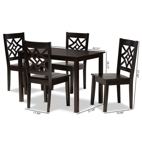 Baxton Studio Nicolette Modern and Contemporary Dark Brown Finished Wood 5-Piece Dining Set - 179-11385-8026-ZORO