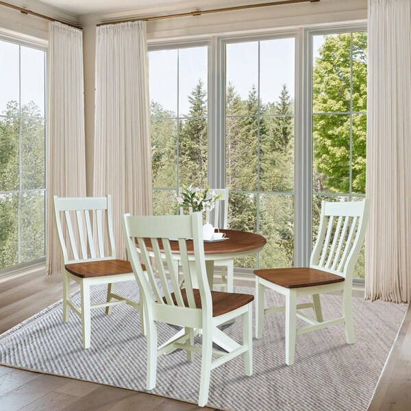 Whitewood Industries Rectangular Extension Dining Table W/ 4 Chairs, 36 in W, 30.1 in L, 48 in H, Parawood, 5 - K79-36RXT-23B-C61-4