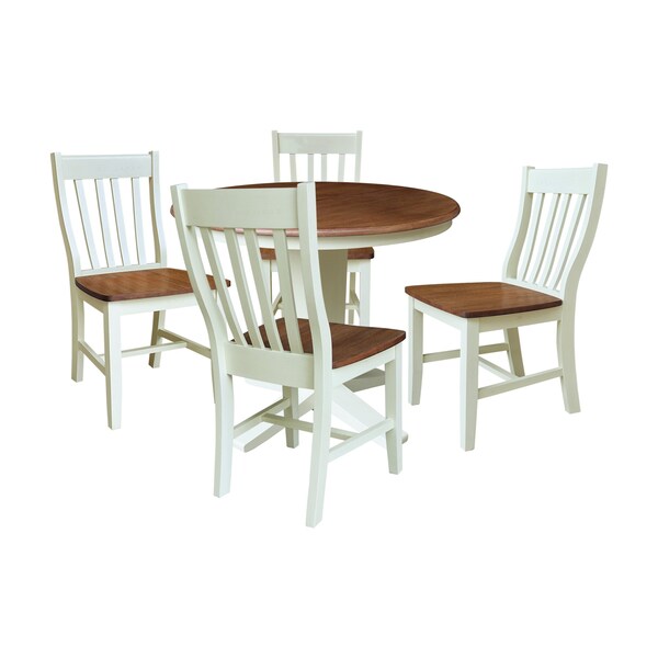 Whitewood Industries Rectangular Extension Dining Table W/ 4 Chairs, 36 in W, 30.1 in L, 48 in H, Parawood, 5 - K79-36RXT-23B-C61-4
