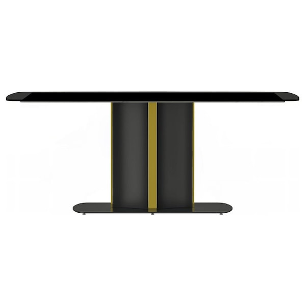 Leisuremod Rectangular 55.11 in W, 28 in L, Glass/Steel, Black - STBLG-55BL-G