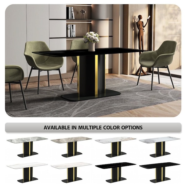 Leisuremod Rectangular 55.11 in W, 28 in L, Glass/Steel, Black - STBLG-55BL-G