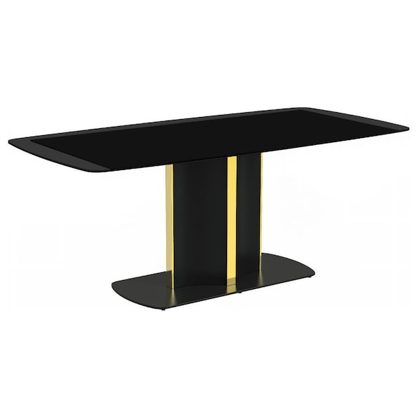 Leisuremod Rectangular 55.11 in W, 28 in L, Glass/Steel, Black - STBLG-55BL-G