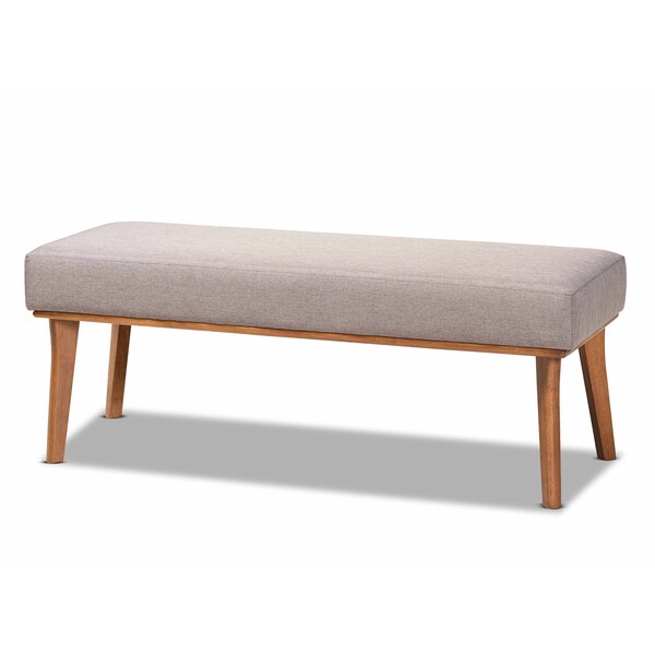 Baxton Studio Odessa Mid-Century Modern Grey Fabric and Walnut Brown Finished Wood 4-Piece Dining Nook Set - 175-10843-10842-10840-ZORO