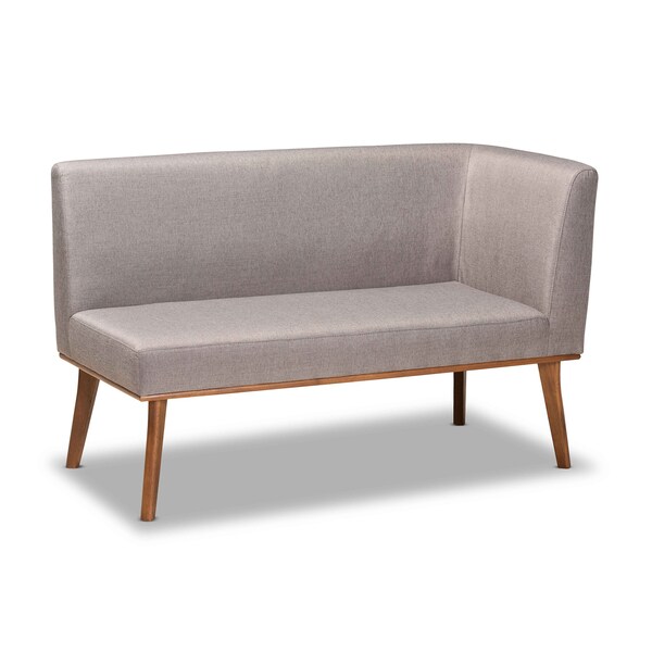 Baxton Studio Odessa Mid-Century Modern Grey Fabric and Walnut Brown Finished Wood 4-Piece Dining Nook Set - 175-10843-10842-10840-ZORO