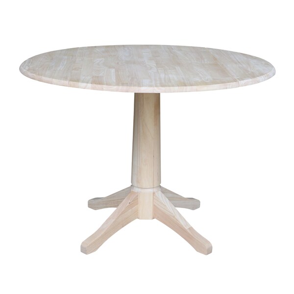 International Concepts Round 42 in Rd Dual Drop Leaf Pedestal Table, 30.3 inH, Unfinished, Ready to Finish, 42 in W, 42 in L - K-42DPT-27B