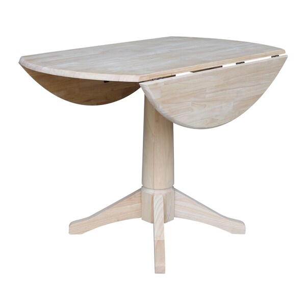 International Concepts Round 42 in Rd Dual Drop Leaf Pedestal Table, 30.3 inH, Unfinished, Ready to Finish, 42 in W, 42 in L - K-42DPT-27B