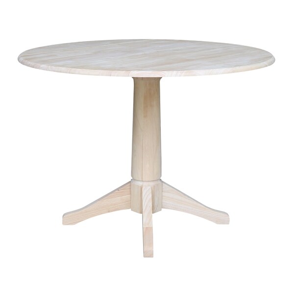 International Concepts Round 42 in Rd Dual Drop Leaf Pedestal Table, 30.3 inH, Unfinished, Ready to Finish, 42 in W, 42 in L - K-42DPT-27B