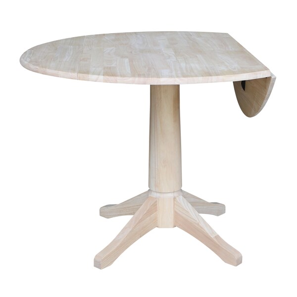 International Concepts Round 42 in Rd Dual Drop Leaf Pedestal Table, 30.3 inH, Unfinished, Ready to Finish, 42 in W, 42 in L - K-42DPT-27B