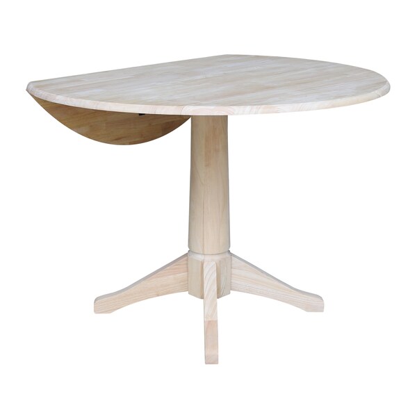 International Concepts Round 42 in Rd Dual Drop Leaf Pedestal Table, 30.3 inH, Unfinished, Ready to Finish, 42 in W, 42 in L - K-42DPT-27B