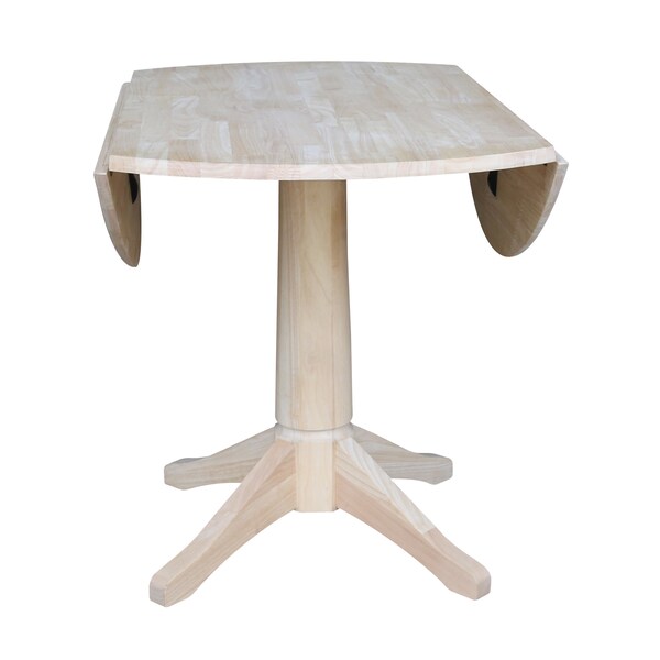 International Concepts Round 42 in Rd Dual Drop Leaf Pedestal Table, 30.3 inH, Unfinished, Ready to Finish, 42 in W, 42 in L - K-42DPT-27B
