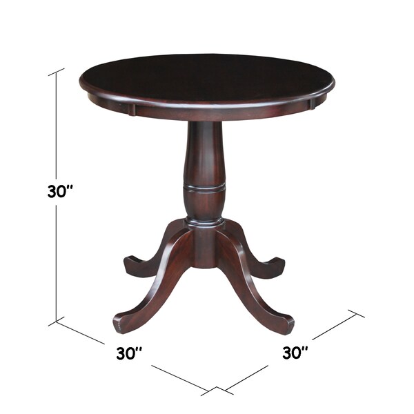 International Concepts Round 30 in Round Top Pedestal Table, 28.9 inH, Rich Mocha, 30 in W, 30 in L, 28.9 in H, Wood - K15-30RT