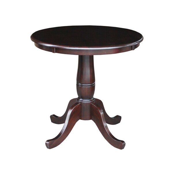 International Concepts Round 30 in Round Top Pedestal Table, 28.9 inH, Rich Mocha, 30 in W, 30 in L, 28.9 in H, Wood - K15-30RT