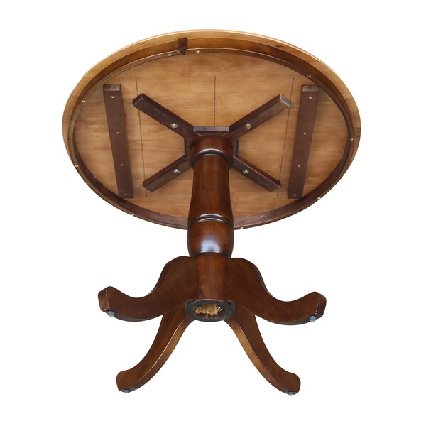 International Concepts Round 36 in Round Top Pedestal Table, 28.9 inH, Cinnamon/Espresso, 36 in W, 36 in L, 29.1 in H - K58-36RT