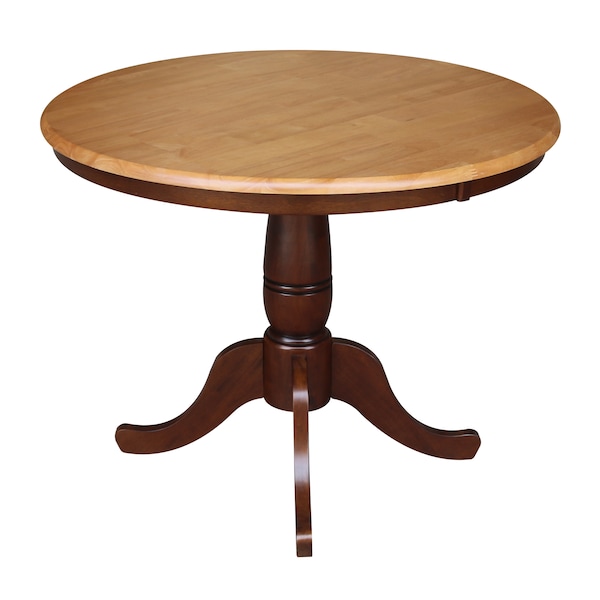 International Concepts Round 36 in Round Top Pedestal Table, 28.9 inH, Cinnamon/Espresso, 36 in W, 36 in L, 29.1 in H - K58-36RT