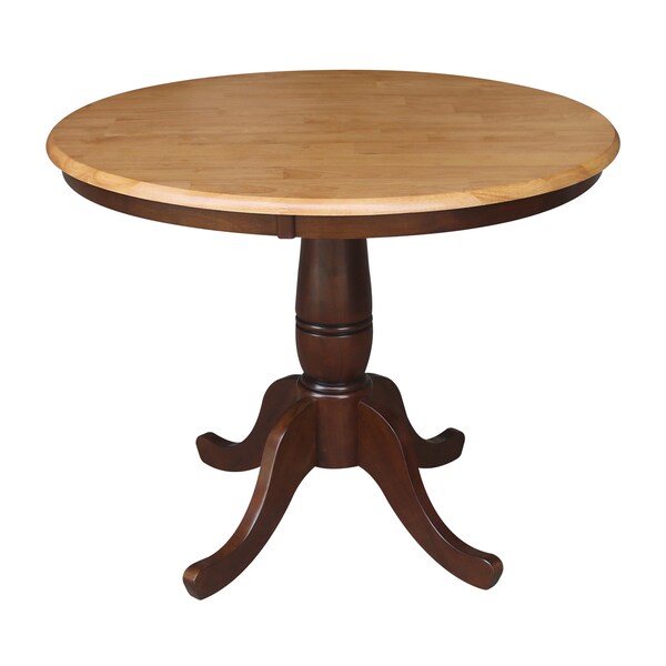 International Concepts Round 36 in Round Top Pedestal Table, 28.9 inH, Cinnamon/Espresso, 36 in W, 36 in L, 29.1 in H - K58-36RT