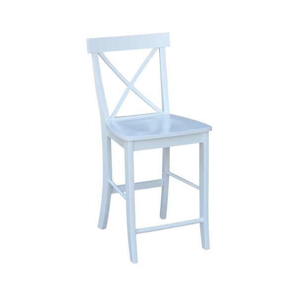 International Concepts 42 in. Solid Wood Dual Drop Leaf Dining Table with 2 Counter Height Stools in White - K08-42DPT-23-S6132-2